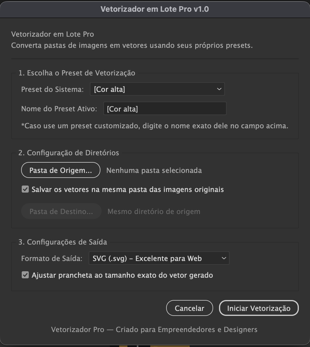 Interface do Vetorizador Pro